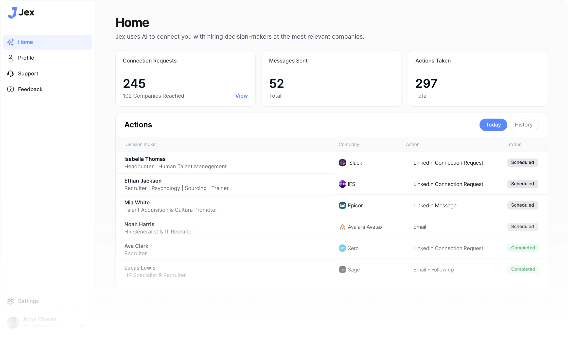 Jex platform interface showcase